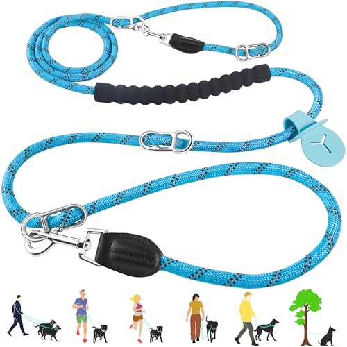 Hundeleine, verstellbare Taillenleine zum Spazierengehen, reflektierendes Nylon, strapazierfähig, 1,27 cm, kein Verknoten, kein Ziehen, für große und mittelgroße Hunde, zum Laufen, Wandern, Blau Hundeleine, verstellbare Taillenleine zum Spazierengehen, reflektierendes Nylon, strapazierfähig, 1,27 cm, kein Verknoten, kein Ziehen, für große und mittelgroße Hunde, zum Laufen, Wandern, Blau von Illuvate