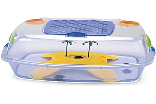 Imac Dafne Beach: Terrarium für kleine Schildkröten, Insel in der Mitte für Bewegung im Wasser und außerhalb, L 54 x P 39 x H 27 cm, mehrfarbig von Imac