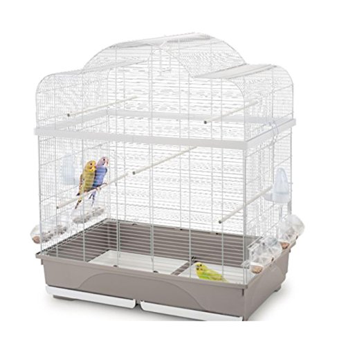 IMAC Vogelkäfig für Kanarinen, Cocoritis und exotische Vögel, Abgerundetes Dach und ausziehbare Schubladen, Taupe, 80,5 x 49 x 94 cm von Imac