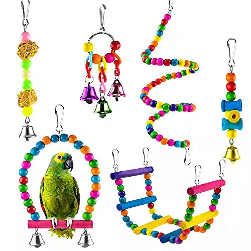 6 Stück Vogelspielzeug für Vögel, Kauspielzeug Vögel Spielzeug Holz Bell Haning Spielzeug Papagei Kauspielzeug Buntes Natürliches Sicheres Holz Block Schaukel zum Kauen für Alle Papageien & Vogel 6 Stück Vogelspielzeug für Vögel, Kauspielzeug Vögel Spielzeug Holz Bell Haning Spielzeug Papagei Kauspielzeug Buntes Natürliches Sicheres Holz Block Schaukel zum Kauen für Alle Papageien & Vogel von Colrid