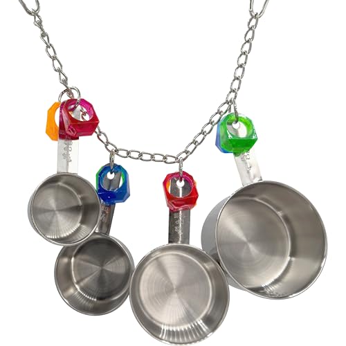 1410 Stainless Pot Delight - Engaging Bird Toy with Durable Stainless Cups, Colorful, Interactive Hanging Toy, Perfect for Foraging and Noise-Making Fun.Ideal for Active Play and Sensory Enrichment von Impeckable Bird Toys
