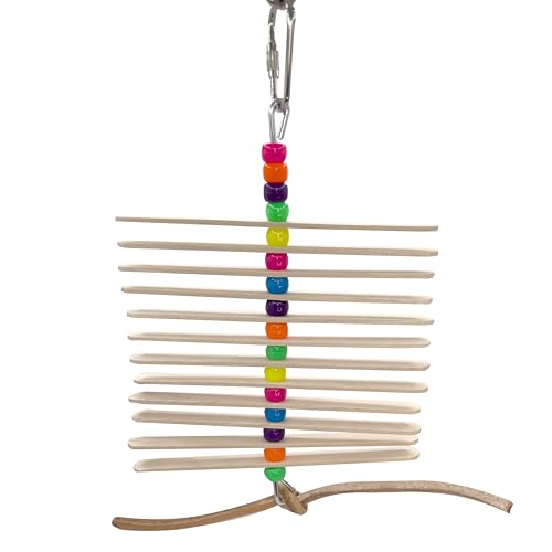 868 Mini-Lederstab, einfach zu spielen mit kaubarem Vogelspielzeug, natürlichen Stäbchen, bunten Perlen, natürlichem Lederstreifen, Drehspaß, ideal für kleine Haustiere, Vögel, Wellensittiche, Finken, 868 Mini-Lederstab, einfach zu spielen mit kaubarem Vogelspielzeug, natürlichen Stäbchen, bunten Perlen, natürlichem Lederstreifen, Drehspaß, ideal für kleine Haustiere, Vögel, Wellensittiche, Finken, von Impeckable Bird Toys