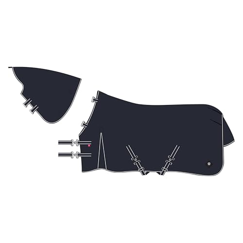 Imperial Riding Outdoordecke IRHBasic 200g, Highneck, mittelschwere Outdoordecke, wetterfestes Material, Gehfalte, 600D Polyester, Kreuzbegurtung, Schweif - & Beinschnüre, Navy, 155 von Imperial Riding
