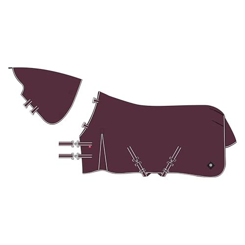 Imperial Riding Outdoordecke Basic 400g, abnehmbares Halsteil, Winterdecke, wetterfestes Material, Gehfalte, 600D Polyester, Kreuzbegurtung, Schweif - & Beinschnüre, Weinrot, 145 von Imperial Riding