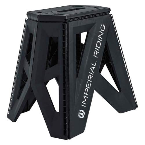 Imperial Riding Step IRH Sky high, Klapphocker, Tritthocker, Klappbarer Hocker, einfache Aufbewahrung, Tragkraft 90kg, aus 65% recycelten Material, Schwarz von Imperial Riding