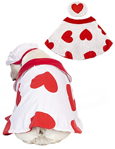 Impoosy 2 Stück Valentinstag Hund Kostüme Haustier Herz Kleidung und klassische Hut Hunde Valentinstag Cosplay Shirt Umhang für Hunde Katzen (M) von Impoosy