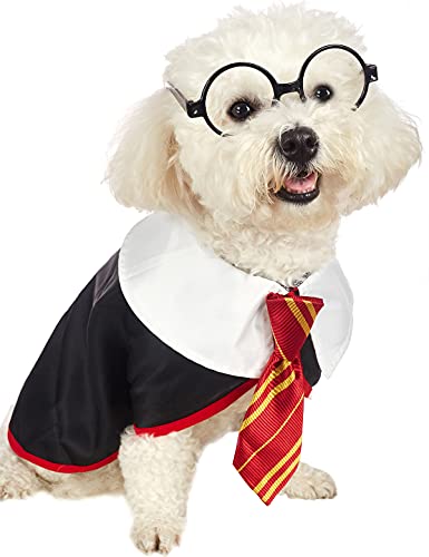 Impoosy Halloween-Hunde-Shirt, lustiges Katzen-Zauberer-Kostüm, niedliche Bekleidung, weiche Kleidung mit Brille (klein, Halsumfang: 30,5 cm) von Impoosy
