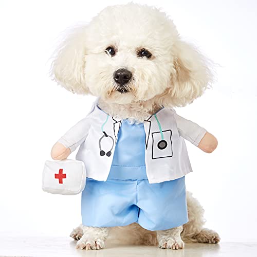 Impoosy Halloween-Hundekostüm Welpe Arzt Kleidung Haustier Cosplay Party Bekleidung Outfits für kleine und mittelgroße Hunde Katzen (XL, Hals: 13-15) von Impoosy