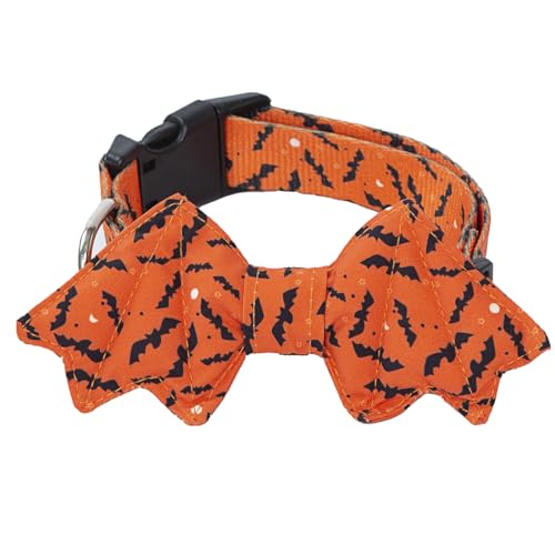 Impoosy Hunde-Halloween-Halsband mit Haustier-Fledermaus-Fliege, klassisches Halloween-Design, verstellbare Schnalle, Bogenhalsbänder (M) von Impoosy