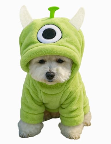 Impoosy Hunde-Halloween-Kapuzenpullover, Monster-Haustierkleidung, flauschiges Halloween-Kostüm für kleine Hunde, Katzen, Hundekostüme für Halloween, Weihnachten (Grün, XL) von Impoosy