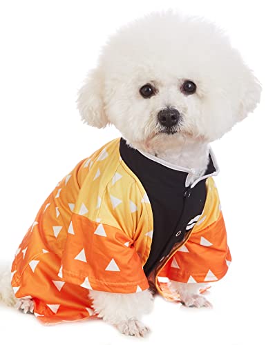 Impoosy Hunde-Halloween-Kostüm, niedlich, Haustierkleidung, Welpen, Cosplay-Shirts für kleine, mittelgroße und große Hundekleidung, Größe L, Gelb von Impoosy