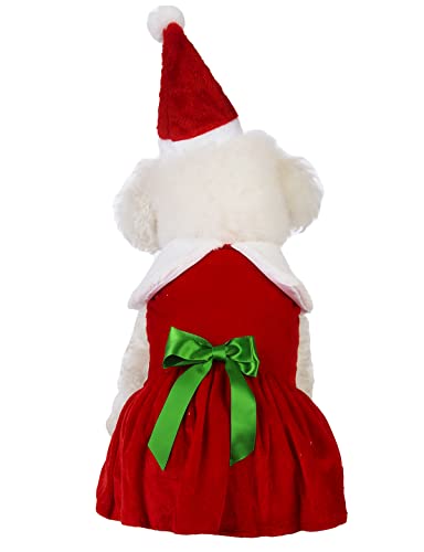 Impoosy Hunde-Weihnachtskleid, Haustier, Weihnachtsmann-Cluas-Kleider, Welpen, Weihnachtskleidung, lustige Tutu-Schleife, Rock, kleine Hunde, Plüsch-Rüschenkleidung (M) von Impoosy
