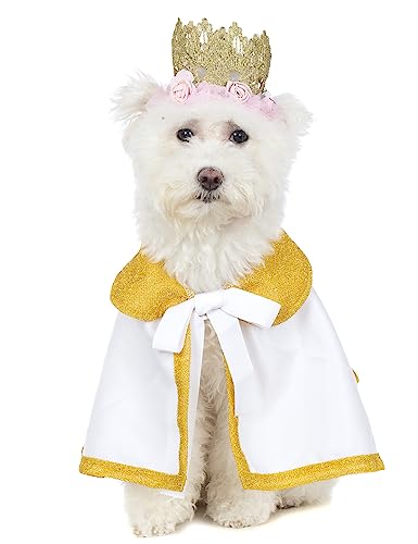 Impoosy Hundekönigin Kostüm, Haustier-Tutu, Umhang mit Krone, süße Hunde, Prinzessinenkostüme, Bekleidung, Kleidung, Größe XL, 2 Stück von Impoosy