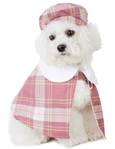 Impoosy Hundekostüm, kariert, Umhang mit Baskenmütze, süße kleine Hunde, für den täglichen Gebrauch, Größe L, 2 Stück von Impoosy