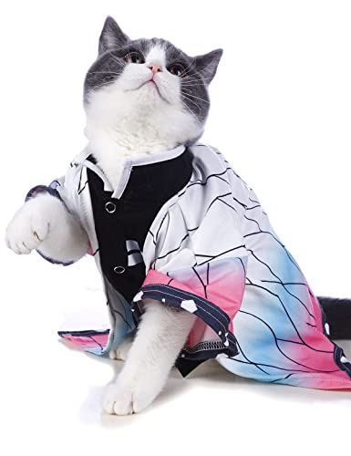 Impoosy Katzen-Kostüm, lustige Haustierkleidung, Kätzchen, Cosplay-Kleidung, Welpen-Shirt für kleine Hunde, Größe L, Rosa von Impoosy