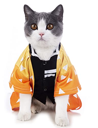 Impoosy Katzen-Kostüm, lustiges Haustier-Kleidung, Kätzchen, Cosplay-Kleidung, Welpen-Shirt für kleine Hunde (M, Orange) von Impoosy
