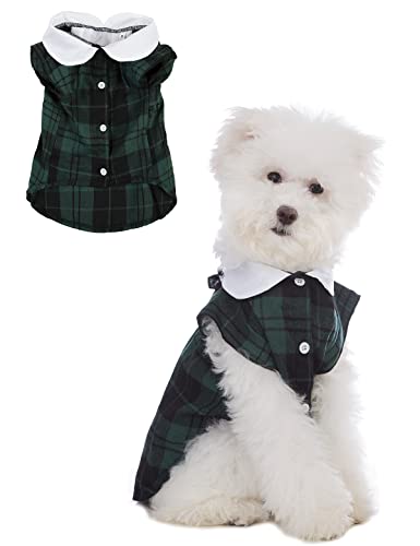 Impoosy Weihnachtskleid für Hunde, kariert, Hirschkleidung, Welpen, Rentier, Röcke für kleine Hunde, Katzen, (XL, Grün) von Impoosy