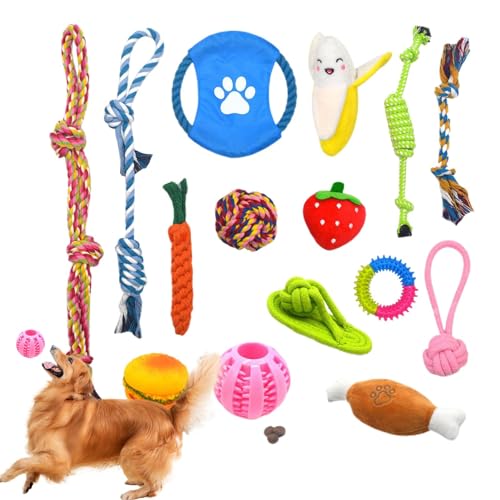 Imtrub 15Pcs Hundespielzeug Kauspielzeug,Ball Hunde Robuste Zähne Kauen langlebig Spielzeug Zahntraining Set für Kleine,Hunde Spielzeug für Hunde ​Zahnpflege,aus Natürlicher Baumwolle von Imtrub