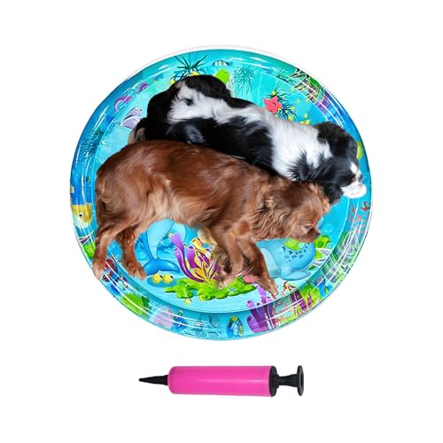 Imtrub Katzen Wassermatte Spielunterlage - Interaktive PVC Sinnesmatte Für Katzen - Tragbar Aufblasbar Kühlmatte Spielzeug Für Welpen Kätzchen Innenbereich von Imtrub