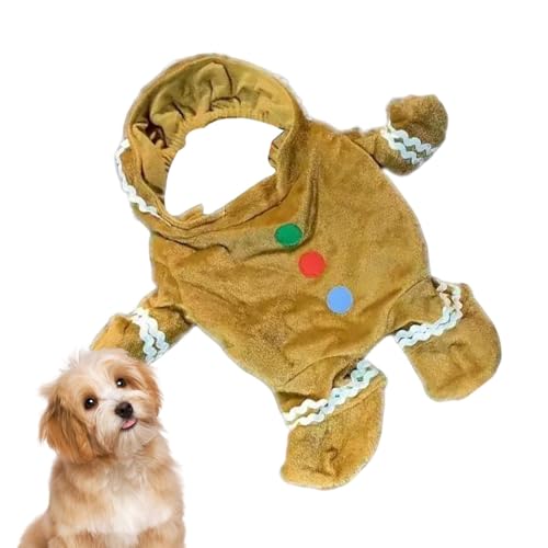 Imtrub Lebkuchenmann-Kostüm für Hunde, Weihnachten, Lebkuchen-Kostüm für Haustiere, festliches Hundekostüm für Cosplay, Abschlussball Imtrub Lebkuchenmann-Kostüm für Hunde, Weihnachten, Lebkuchen-Kostüm für Haustiere, festliches Hundekostüm für Cosplay, Abschlussball von Imtrub