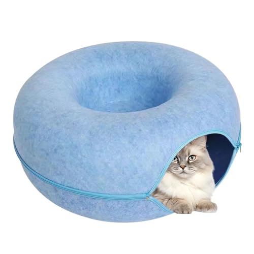 Imtrub Katzentunnel aus Filz Katzenhöhle Tunnel Katzenhöhle grau Katzendonut Katzenbett Spiele Donut Katzenspielzeug für endlosen Spaß Katzenkorb Katzenkissen von Imtrub