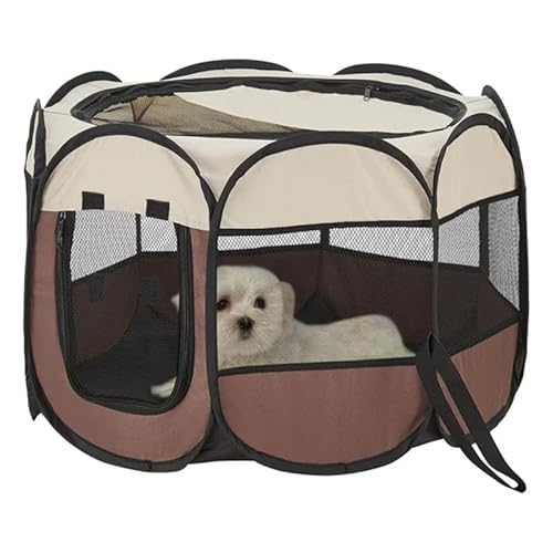 In and OutdoorMatch Fold-Out Crate Luna - 58x91x91 cm - for Animals - Brown and Cream - Animal Crate - Dog and Cat von In And OutdoorMatch