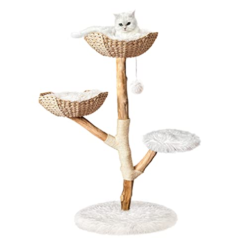 Injollylives Moderner Katzenbaum Turm, Holz Katzenturm, Schwerlast Katzenbäume für große Katzen, Einzigartiger handgefertigter ästhetischer Katzenbaum mit Echtholzzweigen, für Katzenliebhaber, Groß von InJollyLives