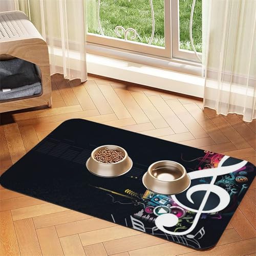 Abstract Music,Waterproof Pet Feeding Mat,PU Leather Placemats for Cat Dog Water Bowl,Food Mats,40x60cm von InOmak