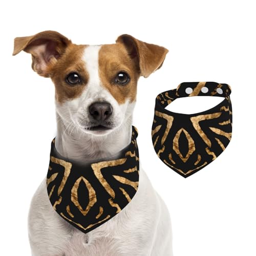 Afrika Wild Zebra Schwarz Gold Streifen, Hundehalstücher, Baumwoll-Haustierschal, verstellbare Lätzchen für Haustiere,L von InOmak