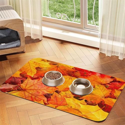 Ahornblätter，Futtermatte für Haustiere, Tischsets aus PU-Leder für Katzen und Hunde,30x45cm von InOmak