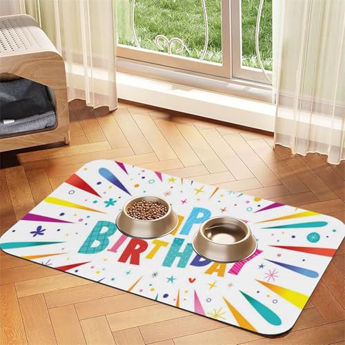 Alles Gute zum Geburtstag,Futtermatte für Haustiere, Tischsets aus PU-Leder für Katzen und Hunde,30x45cm Alles Gute zum Geburtstag,Futtermatte für Haustiere, Tischsets aus PU-Leder für Katzen und Hunde,30x45cm von InOmak