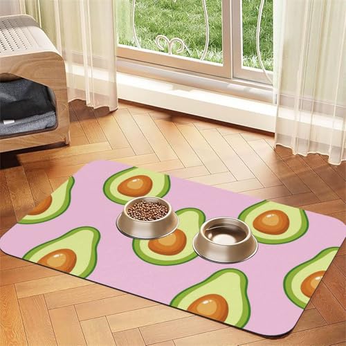 Avocado-Print Rosa，Futtermatte für Haustiere, Tischsets aus PU-Leder für Katzen und Hunde,30x45cm von InOmak