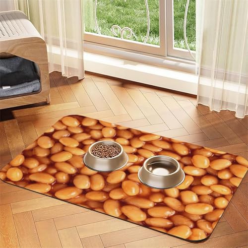 Baked Beans,Waterproof Pet Feeding Mat,PU Leather Placemats for Cat Dog Water Bowl,Food Mats,30x45cm von InOmak