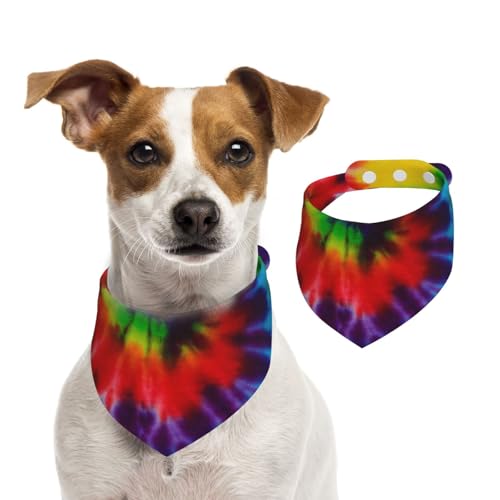 Batik Bunter Regenbogen, Hundehalstücher, Baumwoll-Haustierschal, verstellbare Lätzchen für Haustiere,S Batik Bunter Regenbogen, Hundehalstücher, Baumwoll-Haustierschal, verstellbare Lätzchen für Haustiere,S von InOmak