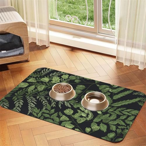 Blätter Botanisch，Futtermatte für Haustiere, Tischsets aus PU-Leder für Katzen und Hunde,30x45cm von InOmak