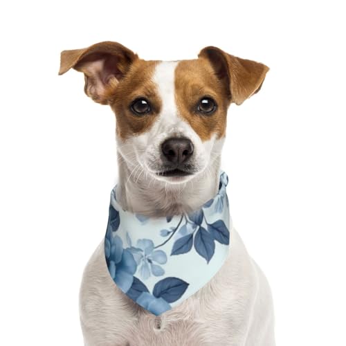 Blaue Blume, Hundehalstücher, Baumwoll-Haustierschal, verstellbare Lätzchen für Haustiere,S Blaue Blume, Hundehalstücher, Baumwoll-Haustierschal, verstellbare Lätzchen für Haustiere,S von InOmak