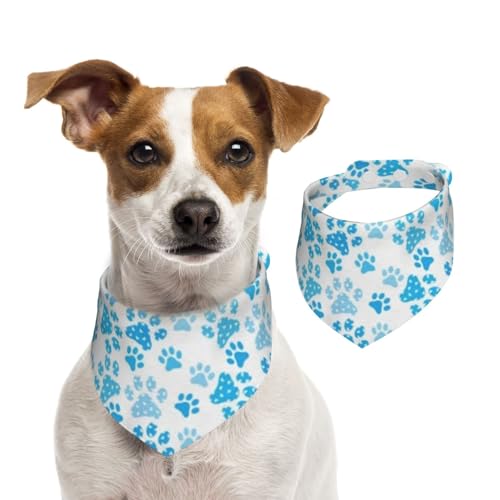 Blaues Hundepfotenabdruckmuster, Hundehalstücher, Baumwoll-Haustierschal, verstellbare Lätzchen für Haustiere,M Blaues Hundepfotenabdruckmuster, Hundehalstücher, Baumwoll-Haustierschal, verstellbare Lätzchen für Haustiere,M von InOmak