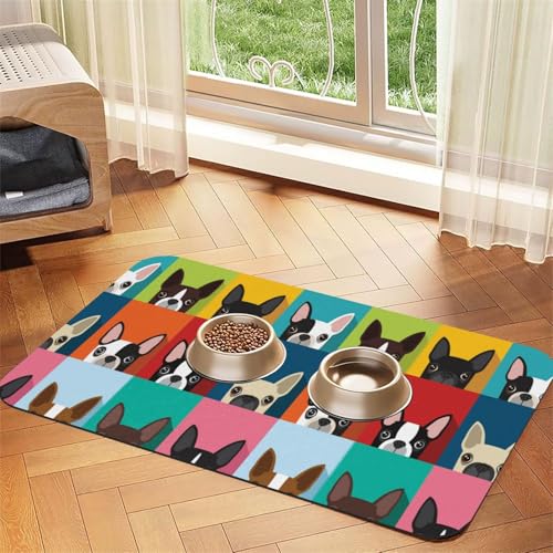 Boston Terrier Hund，Futtermatte für Haustiere, Tischsets aus PU-Leder für Katzen und Hunde,40x60cm von InOmak