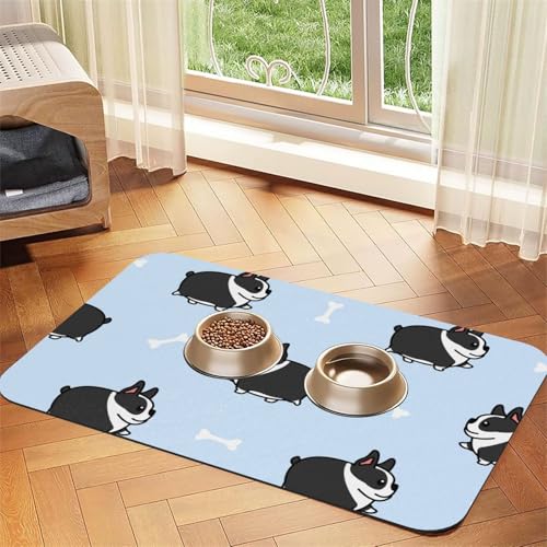 Boston Terrier Hundemuster，Futtermatte für Haustiere, Tischsets aus PU-Leder für Katzen und Hunde,30x45cm von InOmak