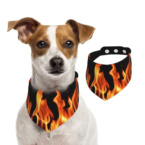 Brennende Flammen Druck Mehrfarbig, Hundehalstücher, Baumwoll-Haustierschal, verstellbare Lätzchen für Haustiere,M Brennende Flammen Druck Mehrfarbig, Hundehalstücher, Baumwoll-Haustierschal, verstellbare Lätzchen für Haustiere,M von InOmak