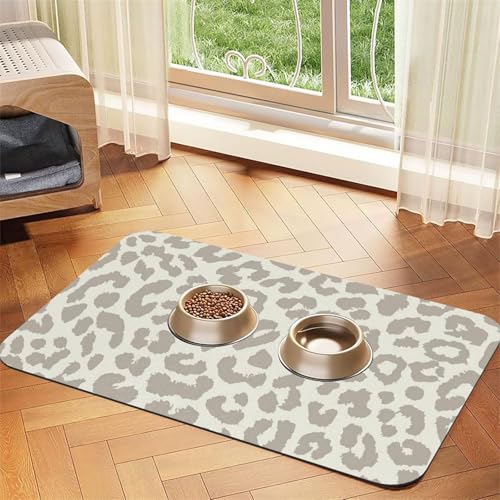 Brown Pattern Leopard,Waterproof Pet Feeding Mat,PU Leather Placemats for Cat Dog Water Bowl,Food Mats,40x60cm von InOmak