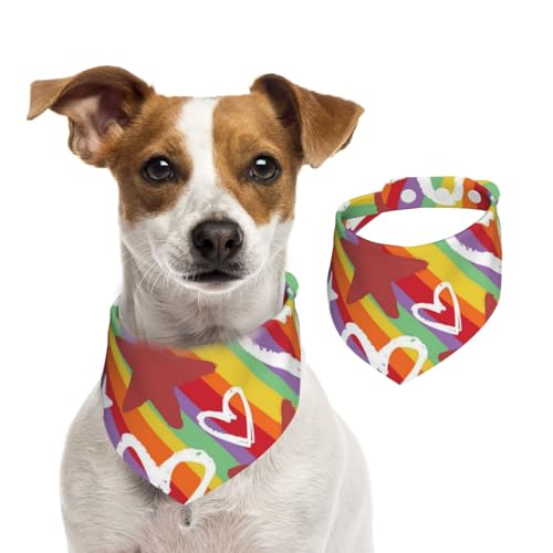 Buntes, Herz, Und, Stern, Muster, Hundehalstücher, Baumwoll-Haustierschal, verstellbare Lätzchen für Haustiere,M Buntes, Herz, Und, Stern, Muster, Hundehalstücher, Baumwoll-Haustierschal, verstellbare Lätzchen für Haustiere,M von InOmak