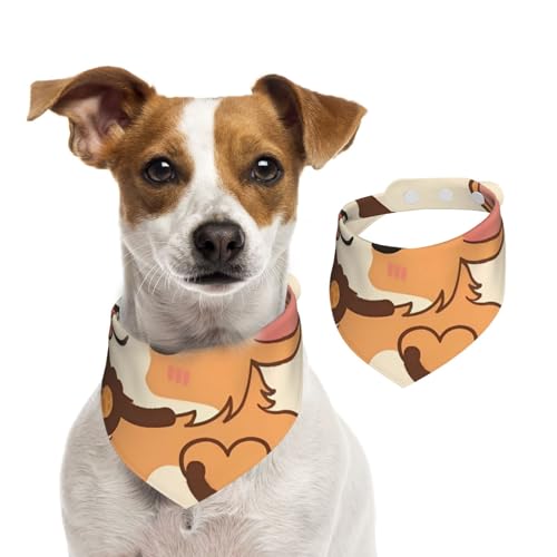 Cartoon süßer Corgi-Hundehintern, Hundehalstücher, Baumwoll-Haustierschal, verstellbare Lätzchen für Haustiere,L von InOmak