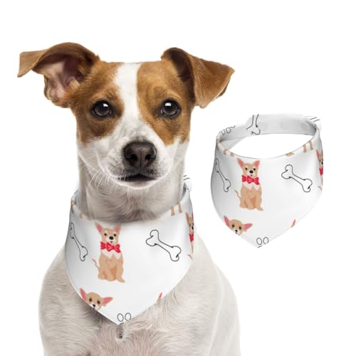 Chihuahua, Niedlich, Hunde, Und, Schüssel, Hundehalstücher, Baumwoll-Haustierschal, verstellbare Lätzchen für Haustiere,L Chihuahua, Niedlich, Hunde, Und, Schüssel, Hundehalstücher, Baumwoll-Haustierschal, verstellbare Lätzchen für Haustiere,L von InOmak