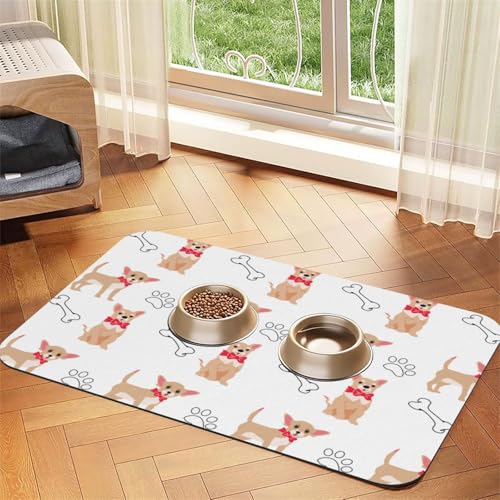 Chihuahua, Niedlich, Hunde, Und, Schüssel,Futtermatte für Haustiere, Tischsets aus PU-Leder für Katzen und Hunde,30x45cm Chihuahua, Niedlich, Hunde, Und, Schüssel,Futtermatte für Haustiere, Tischsets aus PU-Leder für Katzen und Hunde,30x45cm von InOmak