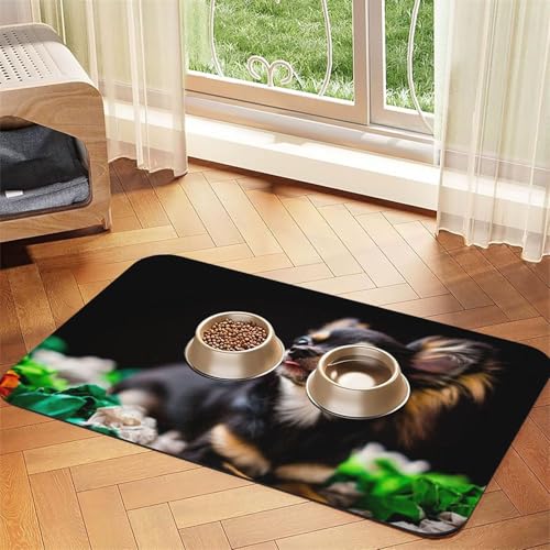 Chihuahua Dog Cute,Waterproof Pet Feeding Mat,PU Leather Placemats for Cat Dog Water Bowl,Food Mats,40x60cm von InOmak