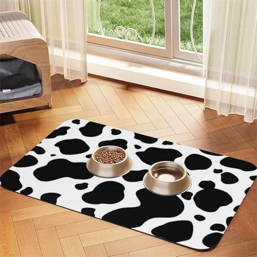 Cowhide Milk Cow Print,Waterproof Pet Feeding Mat,PU Leather Placemats for Cat Dog Water Bowl,Food Mats,30x45cm von InOmak