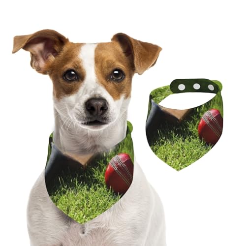 Cricketschläger und Ball, Hundehalstücher, Baumwoll-Haustierschal, verstellbare Lätzchen für Haustiere,M Cricketschläger und Ball, Hundehalstücher, Baumwoll-Haustierschal, verstellbare Lätzchen für Haustiere,M von InOmak