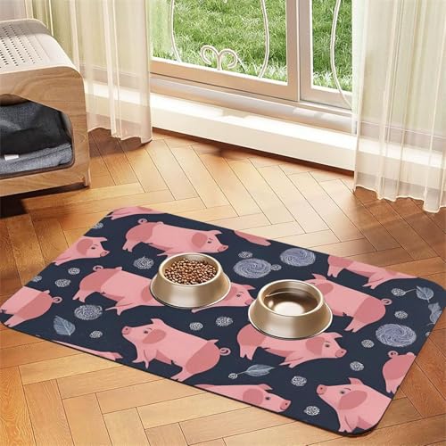 Cute Pigs,Waterproof Pet Feeding Mat,PU Leather Placemats for Cat Dog Water Bowl,Food Mats,40x60cm von InOmak