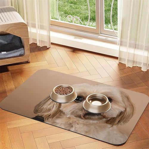 Cute Shitzu Dog,Waterproof Pet Feeding Mat,PU Leather Placemats for Cat Dog Water Bowl,Food Mats,40x60cm von InOmak
